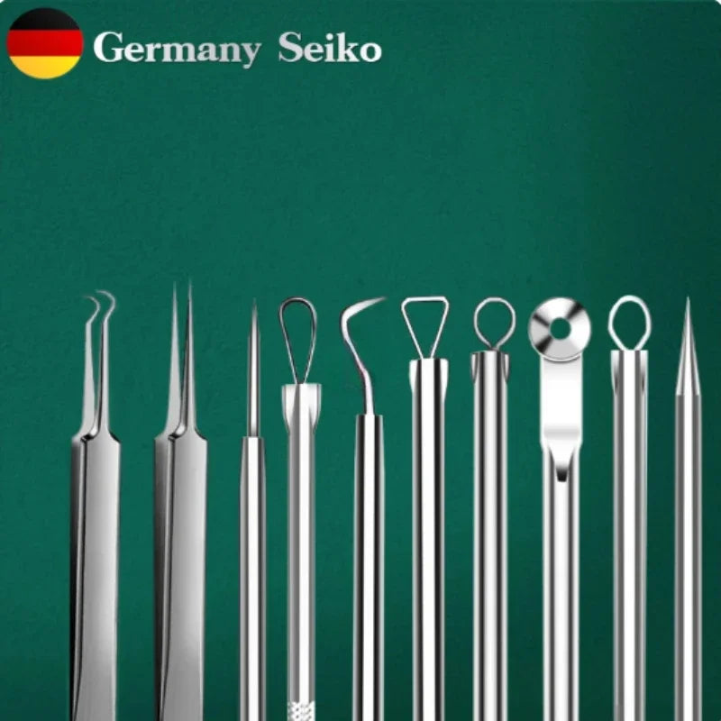 11Pcs Acne Needle Blackhead Clip Remover Extraction Pore Black Head Clean Face Skin Care Cleansing Needle Blemish Removal Tool