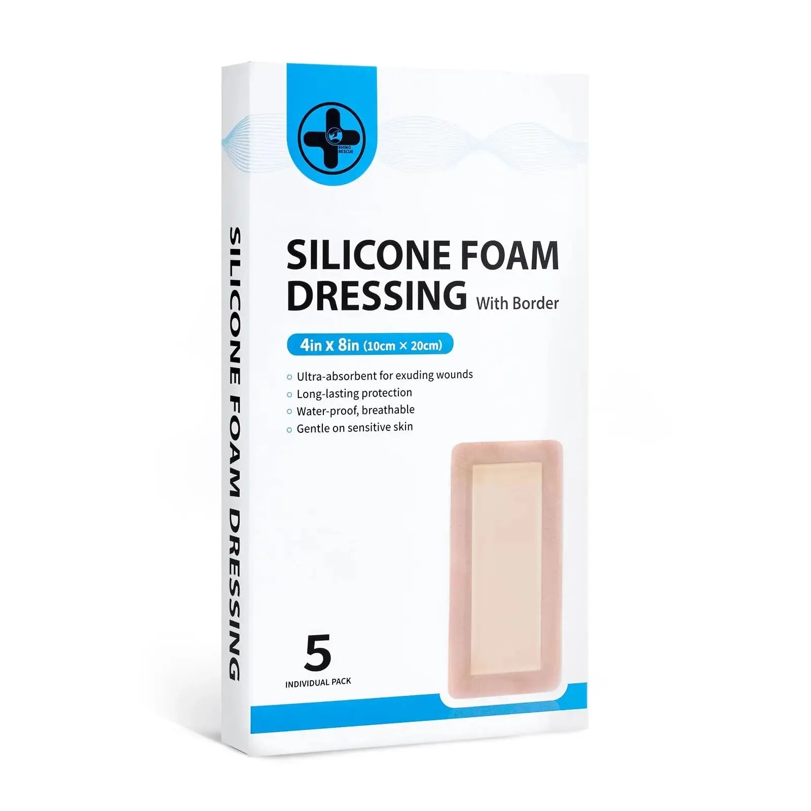 RHINO RESCUE Silicone Foam Dressing with Border