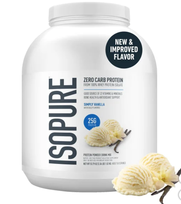 Isopure Zero Carb Whey Protein Powder, Simply Vanilla, 3.4 lbs