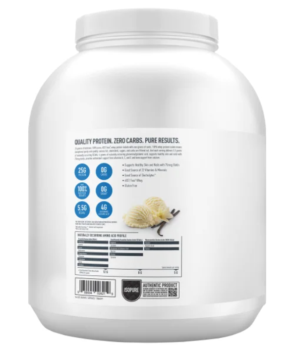 Isopure Zero Carb Whey Protein Powder, Simply Vanilla, 3.4 lbs