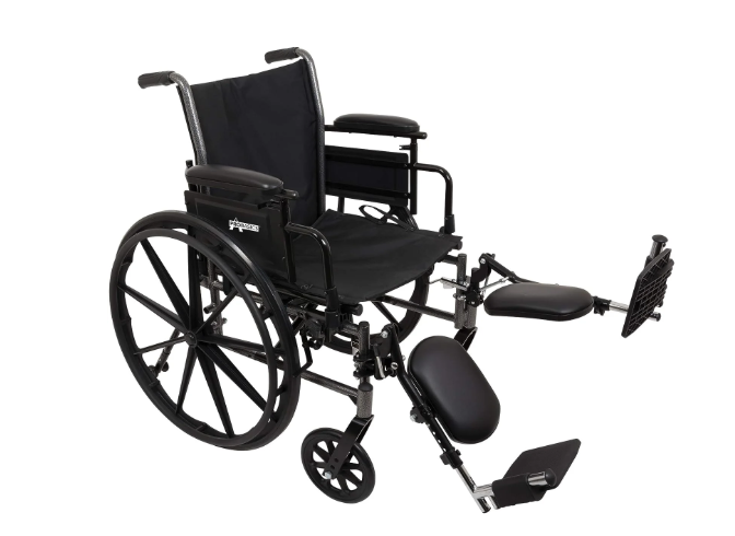 Probasics K3 Lightweight Wheelchair with flip back height adjustable arms and swing-away footrests with heel loops or elevating legrests with composite footplates ,8" x 1" Front 24" Back Wheels ,less than 36 pounds ,16" x 16" ,WC31616DS