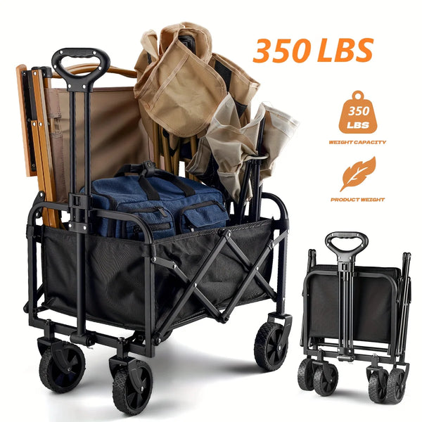 Basics Collapsible Folding Wagon, Heavy Duty, Utility Wagon for Sports, Camping, Garden, and Shopping