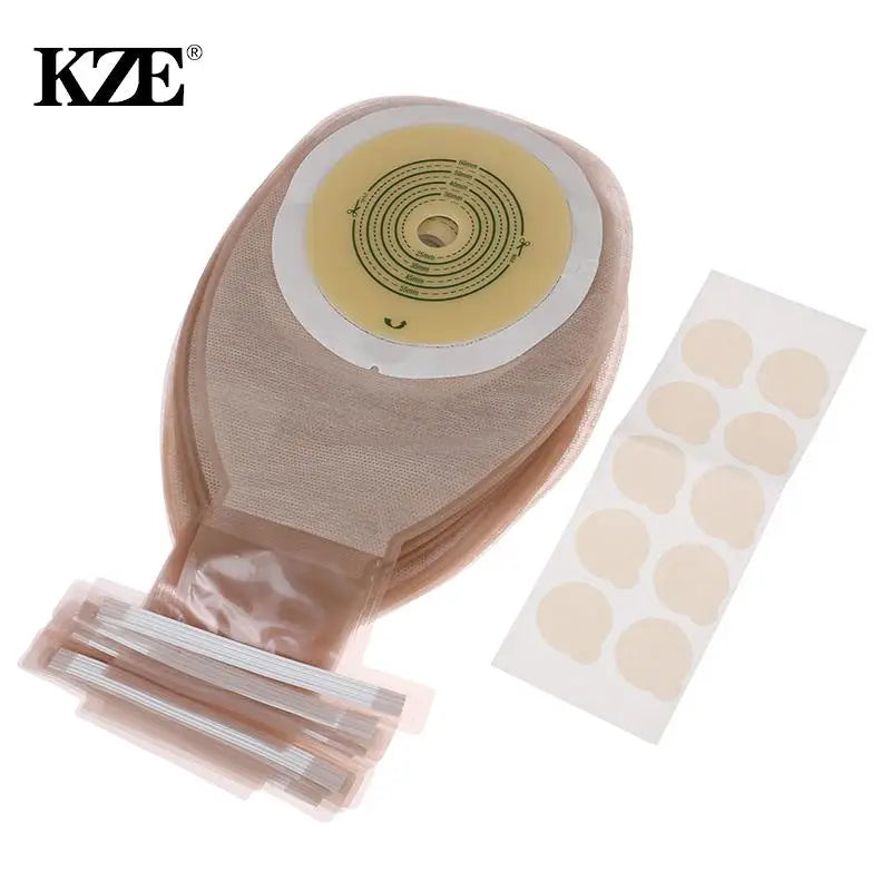 10Pcs One-piece Colostomy Bags Disposable Ostomy Drainable Single Tie Pouch Kit