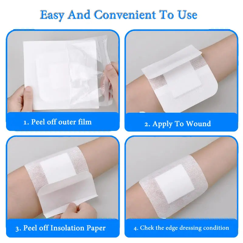 5Pcs Bordered Guaze Pad Sterilized Wound Dressing Waterproof Adhesive Wound Plaster Bandage Sticker Home Travel First Aid Kit