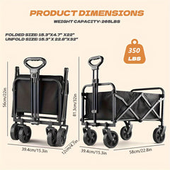 basics collapsible folding wagon heavy duty utility wagon for sports camping garden and shopping