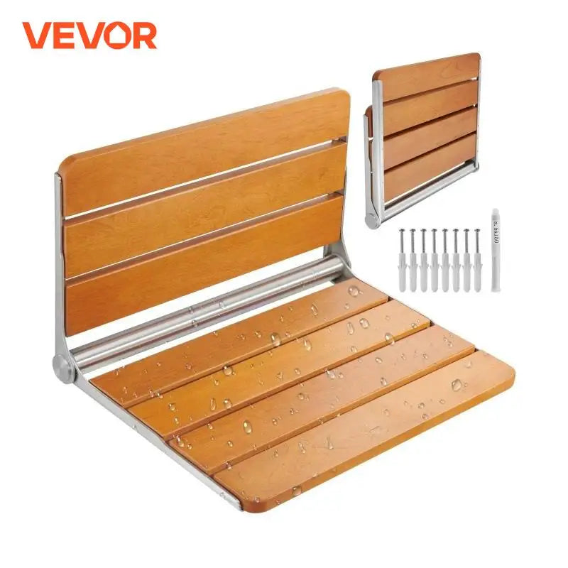 VEVOR Folding Shower Seat Wall Mounted Fold Up Shower Bench   Space Saving Home Care Fold Down Shower Chair for Pregnant Women