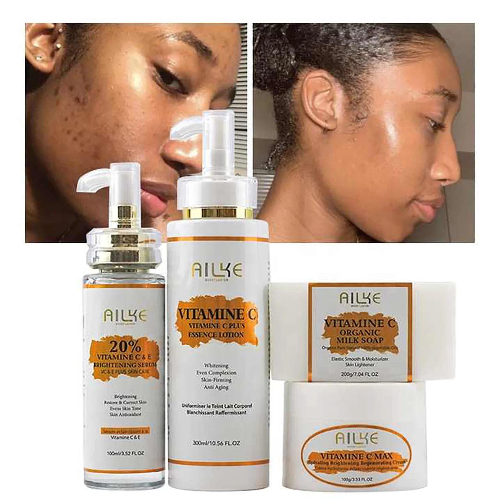 AILKE Vitamin C Skin Care Lightening Body Lotion, Even Skin Tone Cream, Regenerae Serum