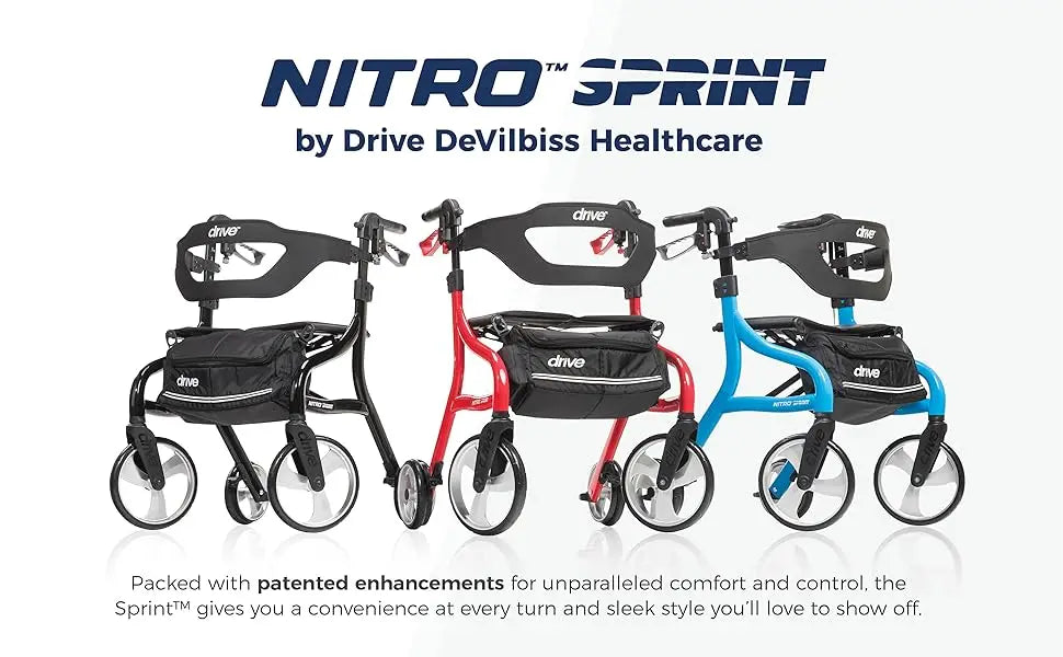 Nitro Sprint Foldable Rollator Walker with Seat