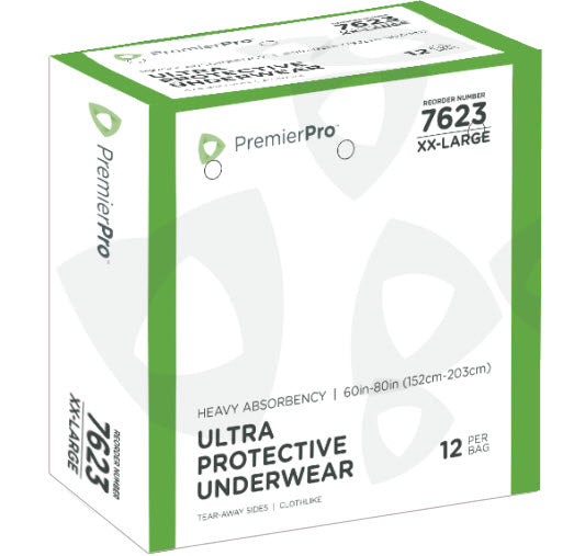 Unisex Adult Absorbent Underwear PremierPro Ultra Pull On with Tear Away Seams X-Large Disposable Heavy Absorbency, Packaging Type- Case