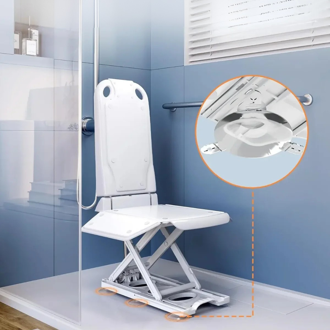 Bath Lift Chair, Waterproof Floor Lift for Elderly, Get Up from Floor, Weight Capacity 300LBS (White)