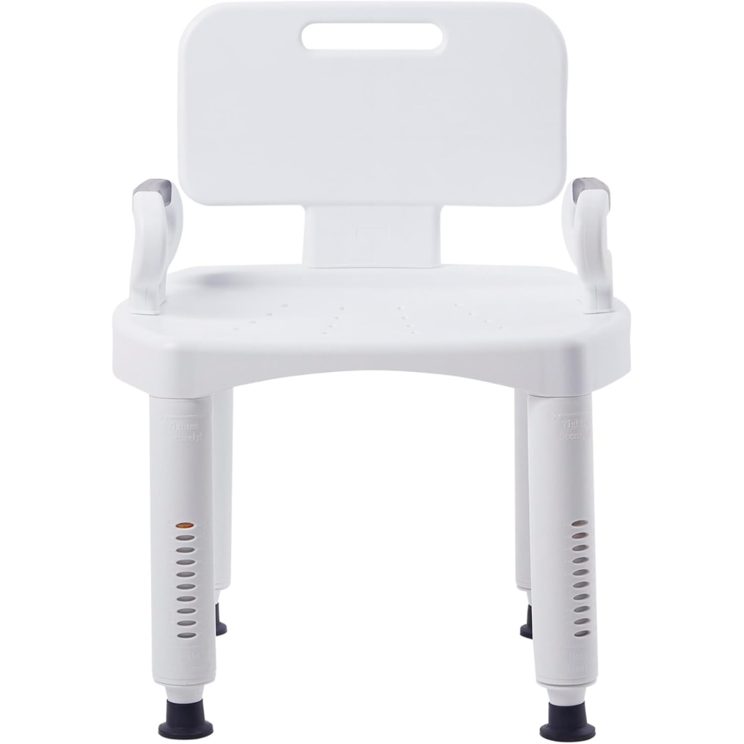 Bath Bench McKesson Removable Arms Plastic Frame Removable Backrest 21-1/4 Inch Seat Width 350 lbs. Weight Capacity, Packaging Type- Each