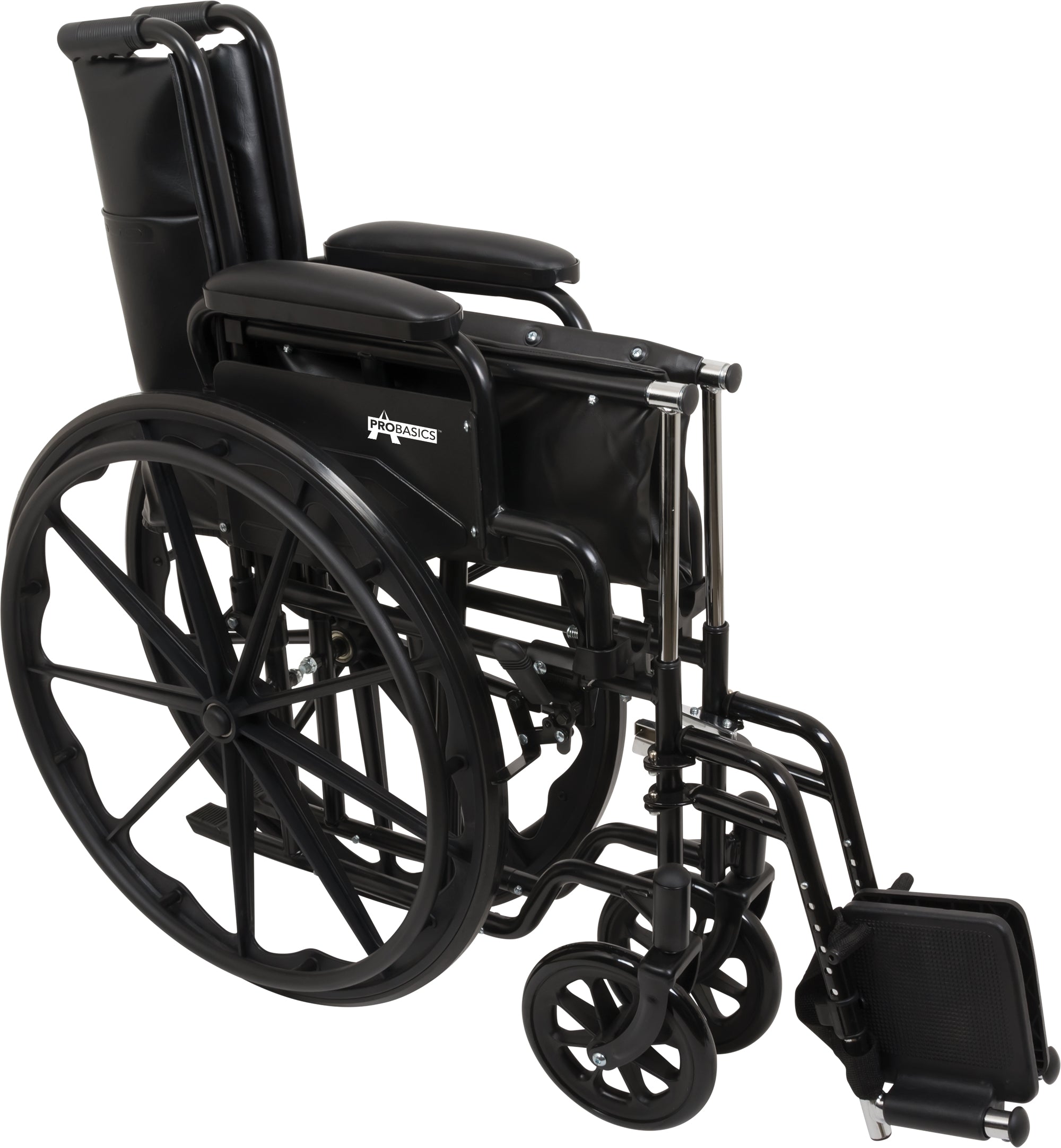 Probasics K1 Lightweight Wheelchair, swing-away footrests, 8inch Front 24inch Back Wheels, 250 lbs Weight Capacity, 16" x 16" ,WC11616DS