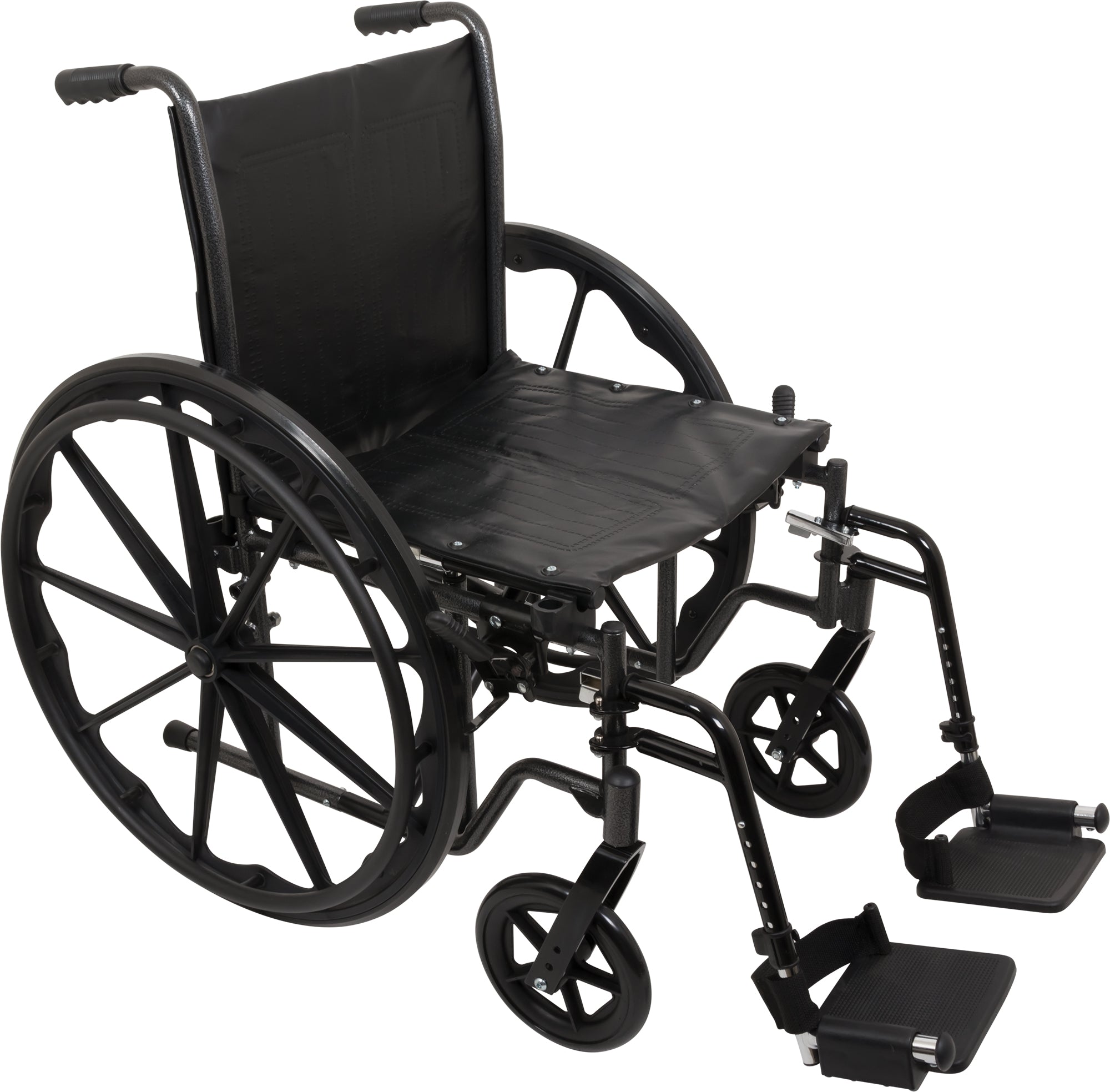 Probasics K2 Wheelchair with Flip-back padded upholstered armrests and Swing-Away Footrests ,8" x 1" Front 24" Back Wheels ,300 lbs Weight Capacity ,16" x 16" ,WC21616DS