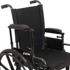 ProBasics K4 Lite 16x16 wheelchair – swing-away footrest and quick-release rear wheel detail