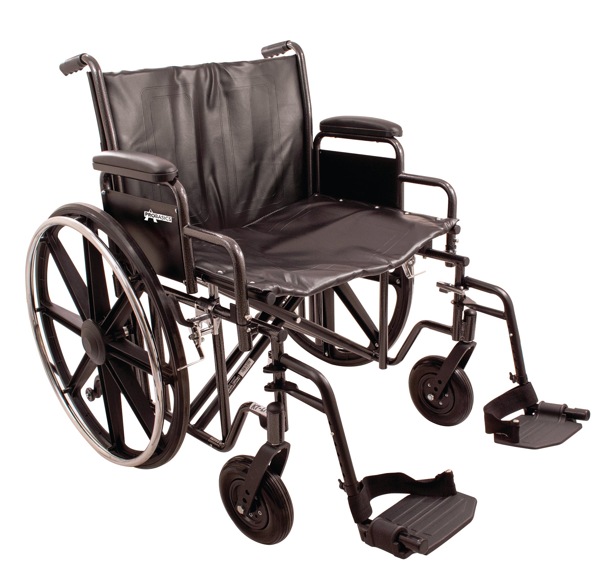 ProBasics Heavy Duty K0007 Wheelchair, 22" x 18" Seat with Footrests,