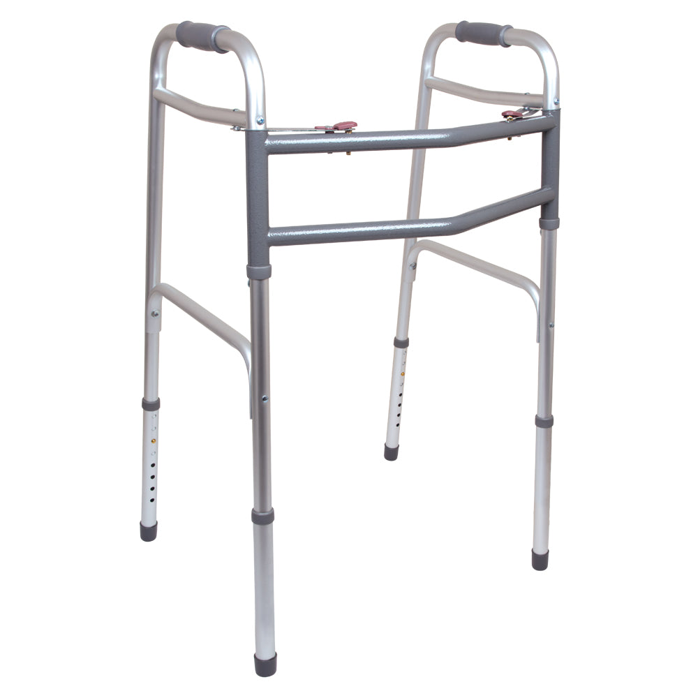 ProBasics Bariatric Two-Button Release Folding Walker, Aluminum, No Wheels