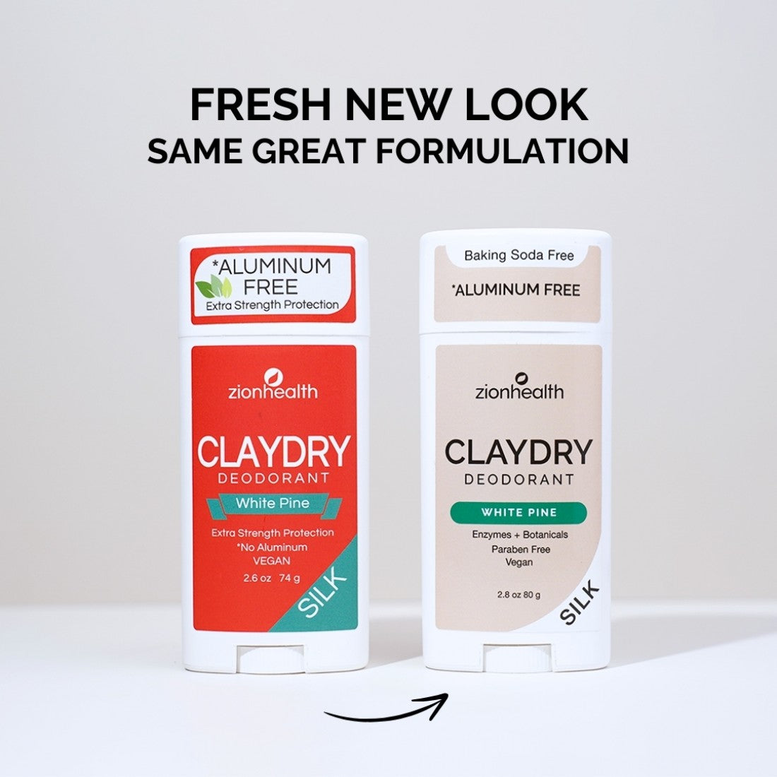 Zion Health Claydry Silk Deodorant - White Pine - 2.5 Oz