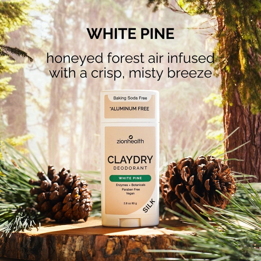 Zion Health Claydry Silk Deodorant - White Pine - 2.5 Oz