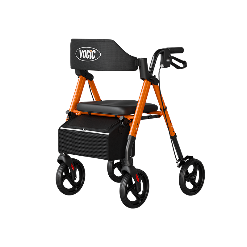VOCIC Z21 Ultra-budget Rollator Walker- Foldable Mobility Aid with 8” Wheels and 300 lbs Capacity, Lightweight Rollator