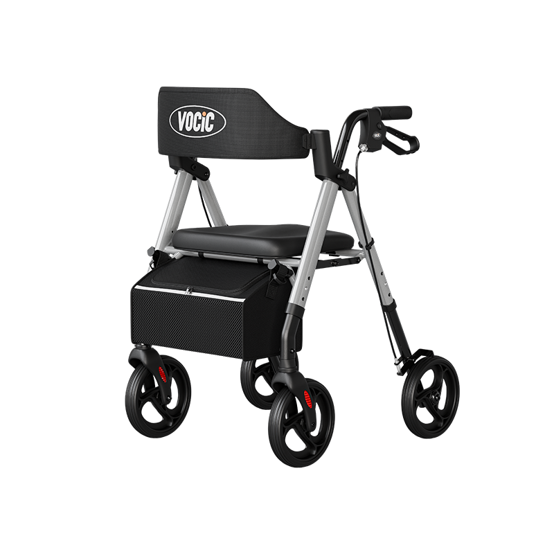 VOCIC Z21 Ultra-budget Rollator Walker- Foldable Mobility Aid with 8” Wheels and 300 lbs Capacity, Lightweight Rollator