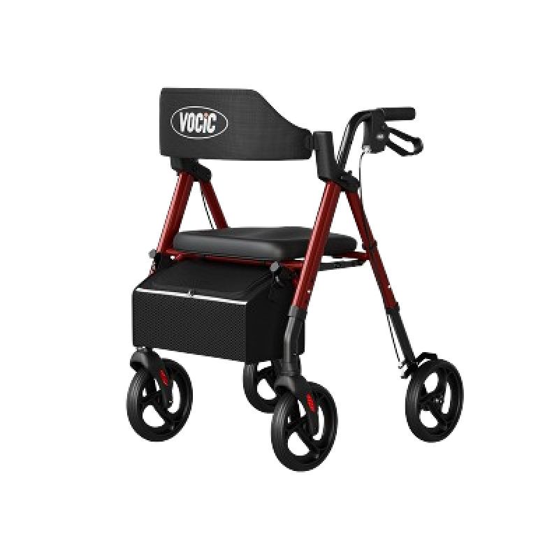 VOCIC Z21 Ultra-budget Rollator Walker- Foldable Mobility Aid with 8” Wheels and 300 lbs Capacity, Lightweight Rollator