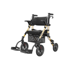 VOCIC Z51 Shift Combo 2 In 1 Rollator - Transport Chair Walker– Lightweight Aluminum Mobility Aid with Seat, Footrests & 300 lbs Capacity