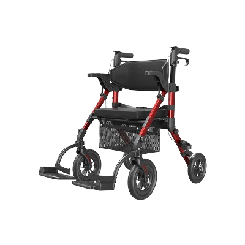 VOCIC Z51 Shift Combo 2 In 1 Rollator - Transport Chair Walker– Lightweight Aluminum Mobility Aid with Seat, Footrests & 300 lbs Capacity