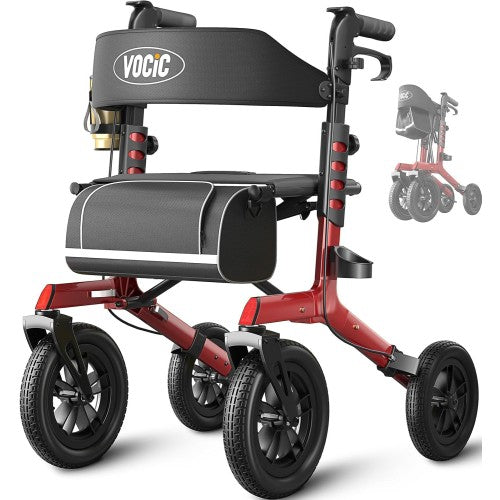 VOCIC Z57 All-Terrain Outdoor Rollator– Durable All-Terrain Mobility Aid with Comfortable Seat & Adjustable Handles