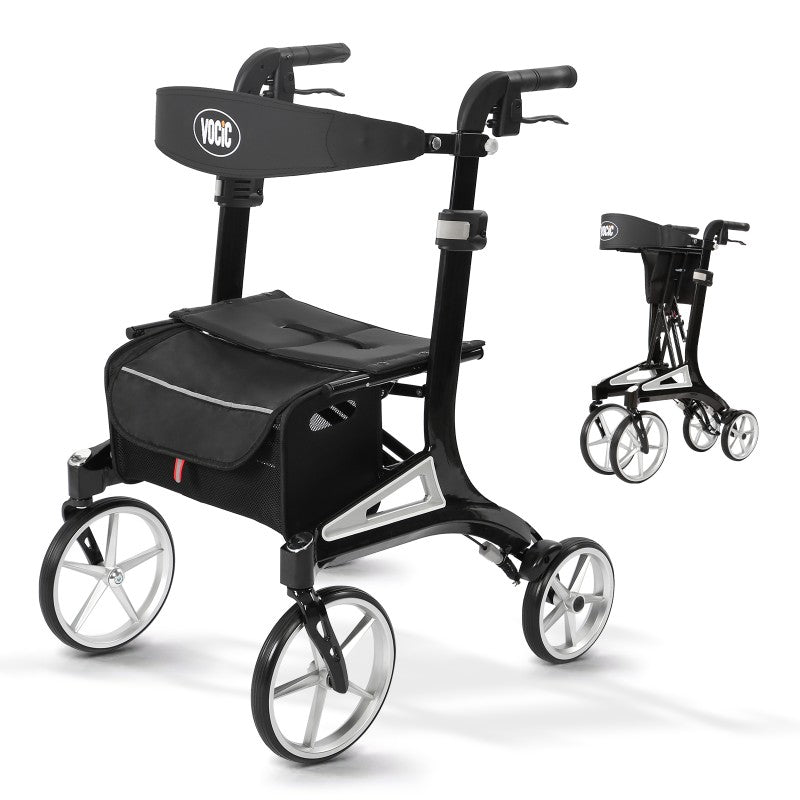 VOCIC Z71 High-end Style Rollator Walker– Stylish Lightweight Mobility Aid with Adjustable Backrest & Handles