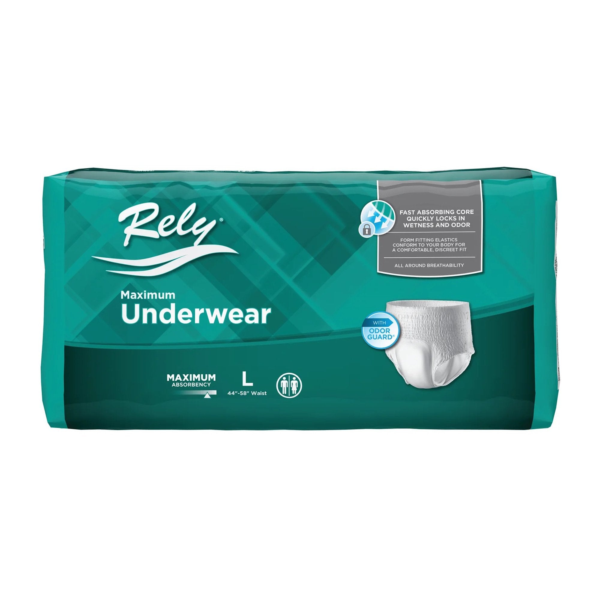 Unisex Adult Absorbent Underwear Rely Maximum Pull On with Tear Away Seams Large Disposable Heavy Absorbency, Packaging Type- Case