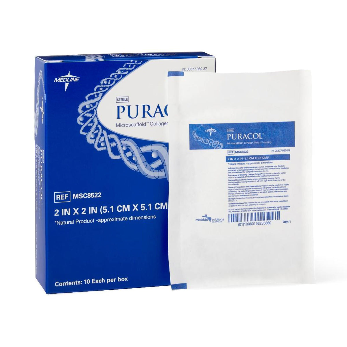 Collagen Dressing Puracol 2 X 2 Inch Square Sterile Box of 10