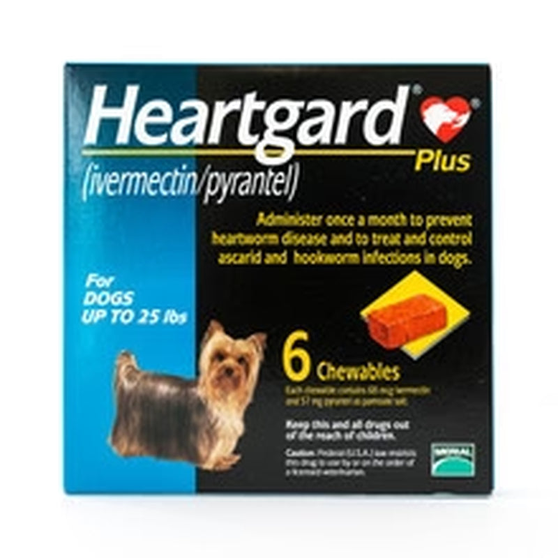 Heartgard plus (Blue) Chewables for Dogs up to 25Lbs(11Kg), 6 Pack