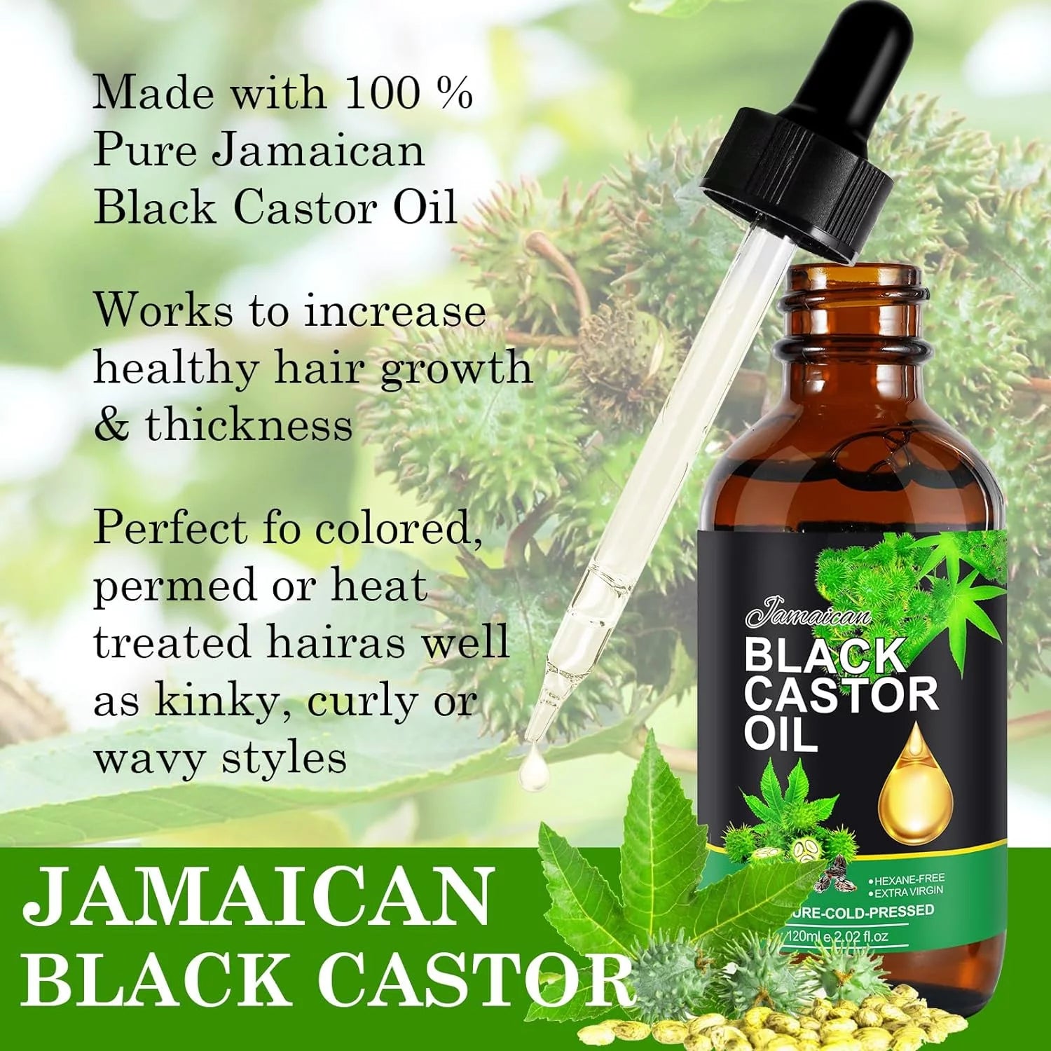 Jamaican Black Castor Oil,Organic Castor Oil for Body Skin,100% Pure Cold Pressed Black Castor Oil Organic,Essential Oil,Massage Oil,Hair Nourishing Oil,Anti-Aging Oil,Massage Oils