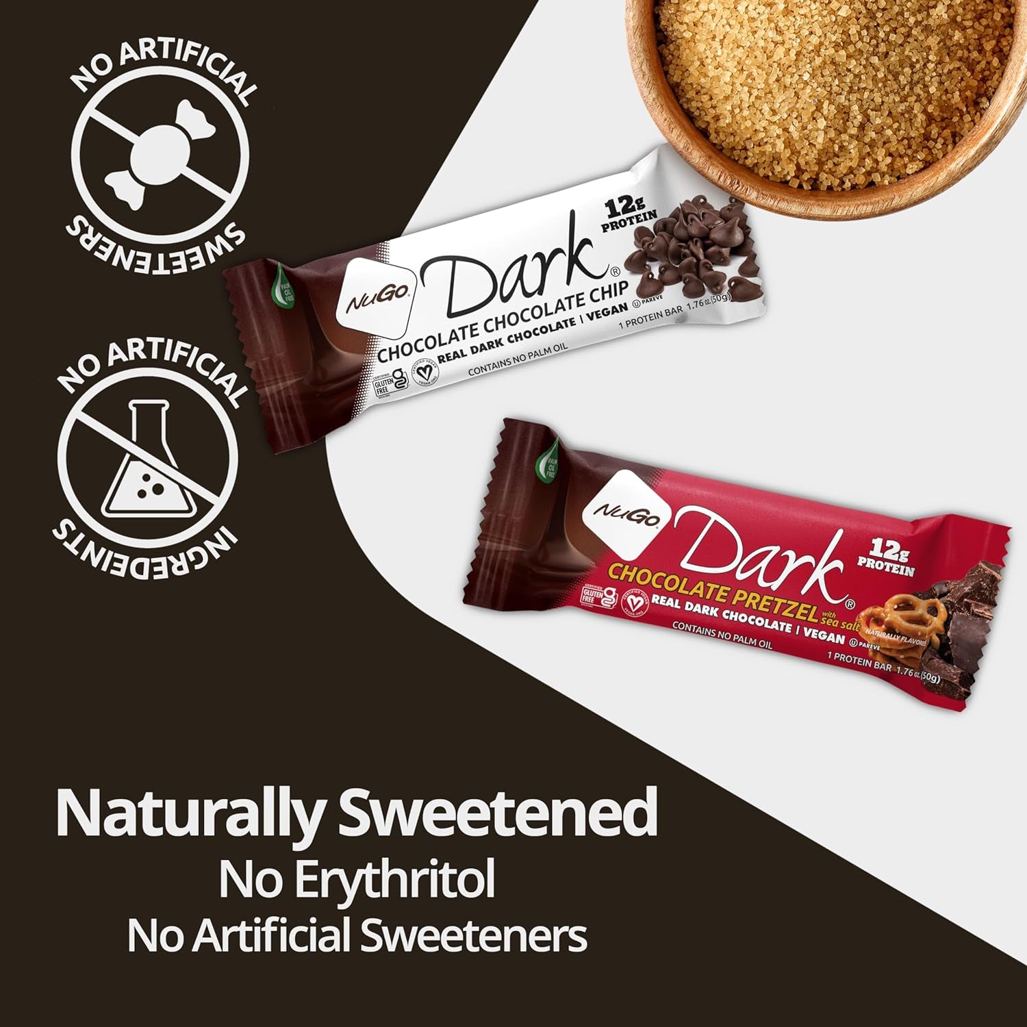 Dark Chocolate Pretzel and Sea Salt, 12G Protein Bar, Vegan, Gluten Free, Non-Gmo, Kosher Pareve, 24 Count