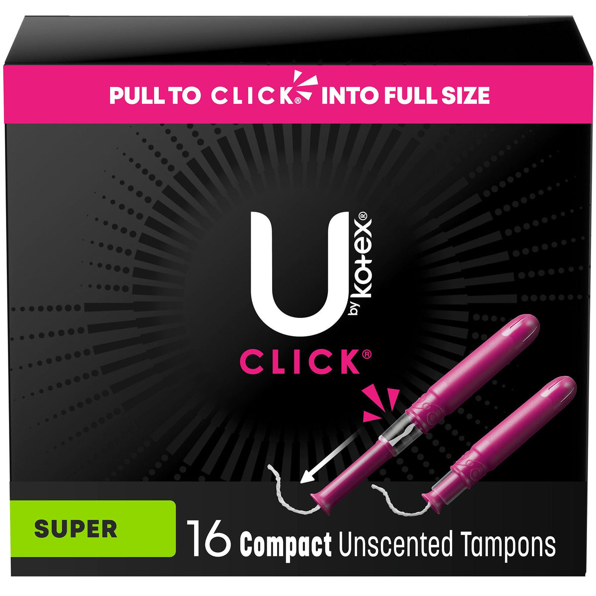 Tampon U by Kotex Click Super Absorbency Plastic Applicator Individually Wrapped Default Title