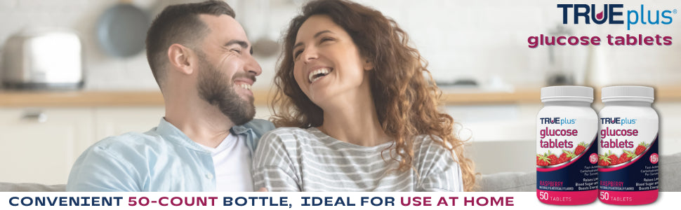Glucose Supplement TRUEplus 50 per Bottle Chewable Tablet Raspberry Flavor, Packaging Type- Case