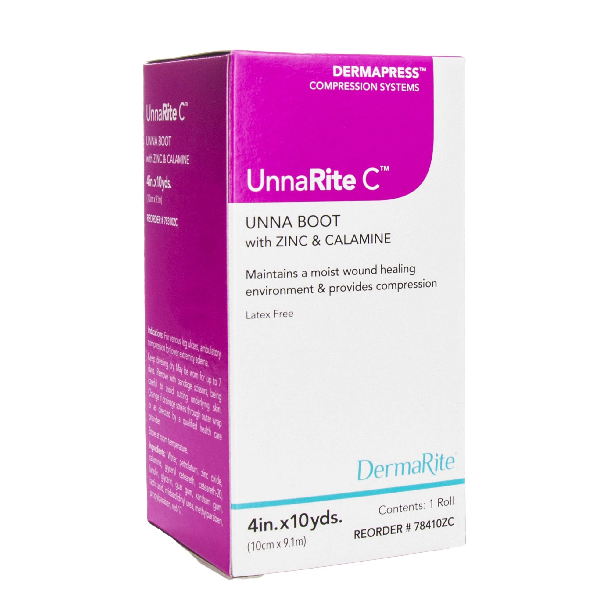 Unna Boot UnnaRite Zinc Oxide 4 Inch X 10 Yard