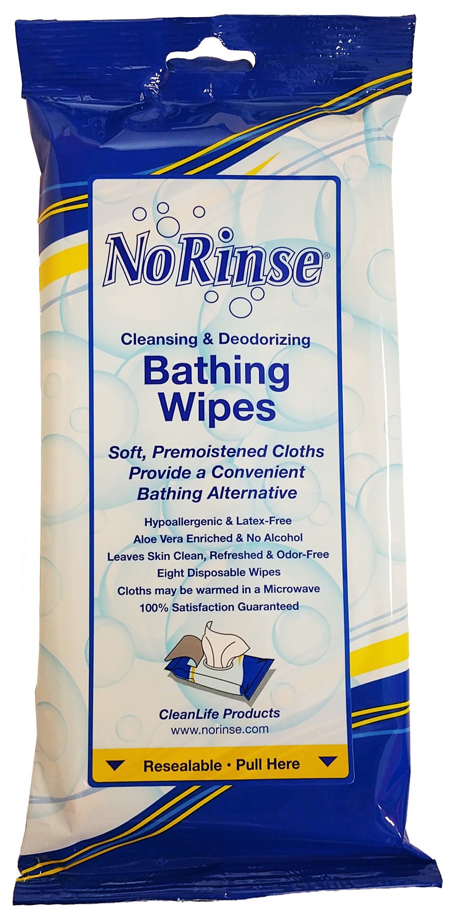 Rinse-Free Bath Wipe No Rinse Soft Pack Scented 8 Count, Packaging Type- Case