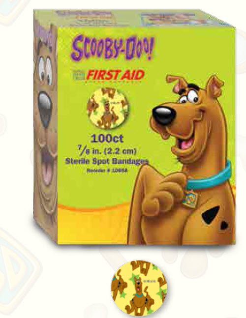 Adhesive Spot Bandage American White Cross 7/8 Inch Plastic Round Kid Design (Scooby Doo) Sterile, Packaging Type- Box