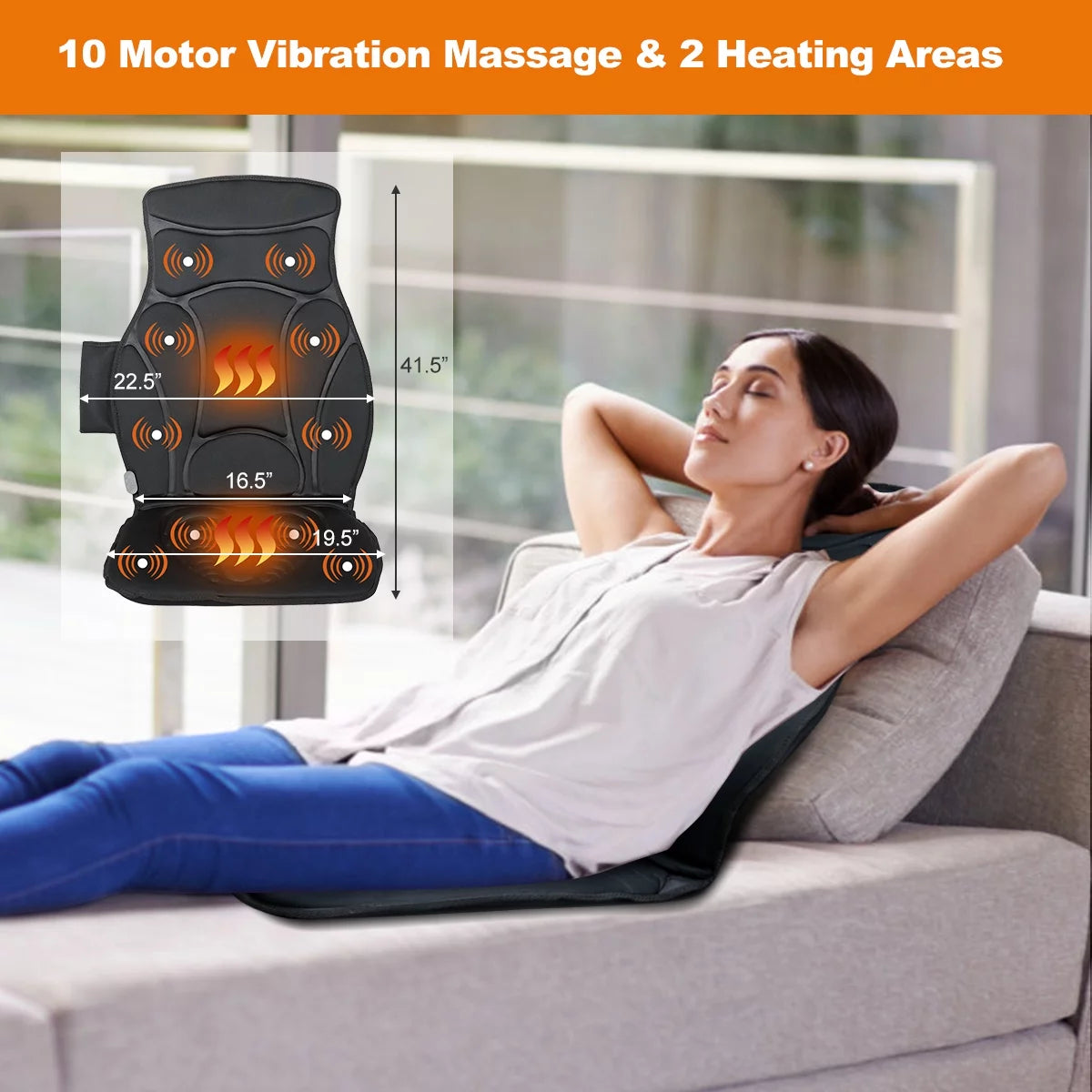 Vibration Massage Seat Cushion Car 10 Vibration Motors Seat Back Massager