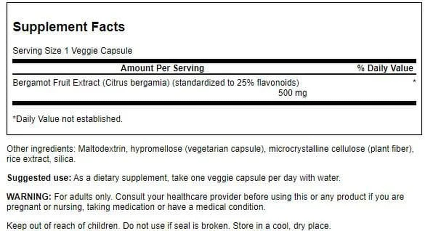 Swanson Bergamot Extract, Multidimensional Support for Cardiovascular Health, Promotes Healthy Cholesterol Levels, 30 Capsules