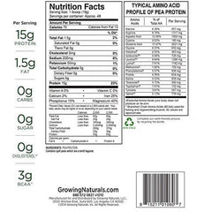 Growing Naturals Pea Protein Powder - Original Flavor - 32.2 Oz