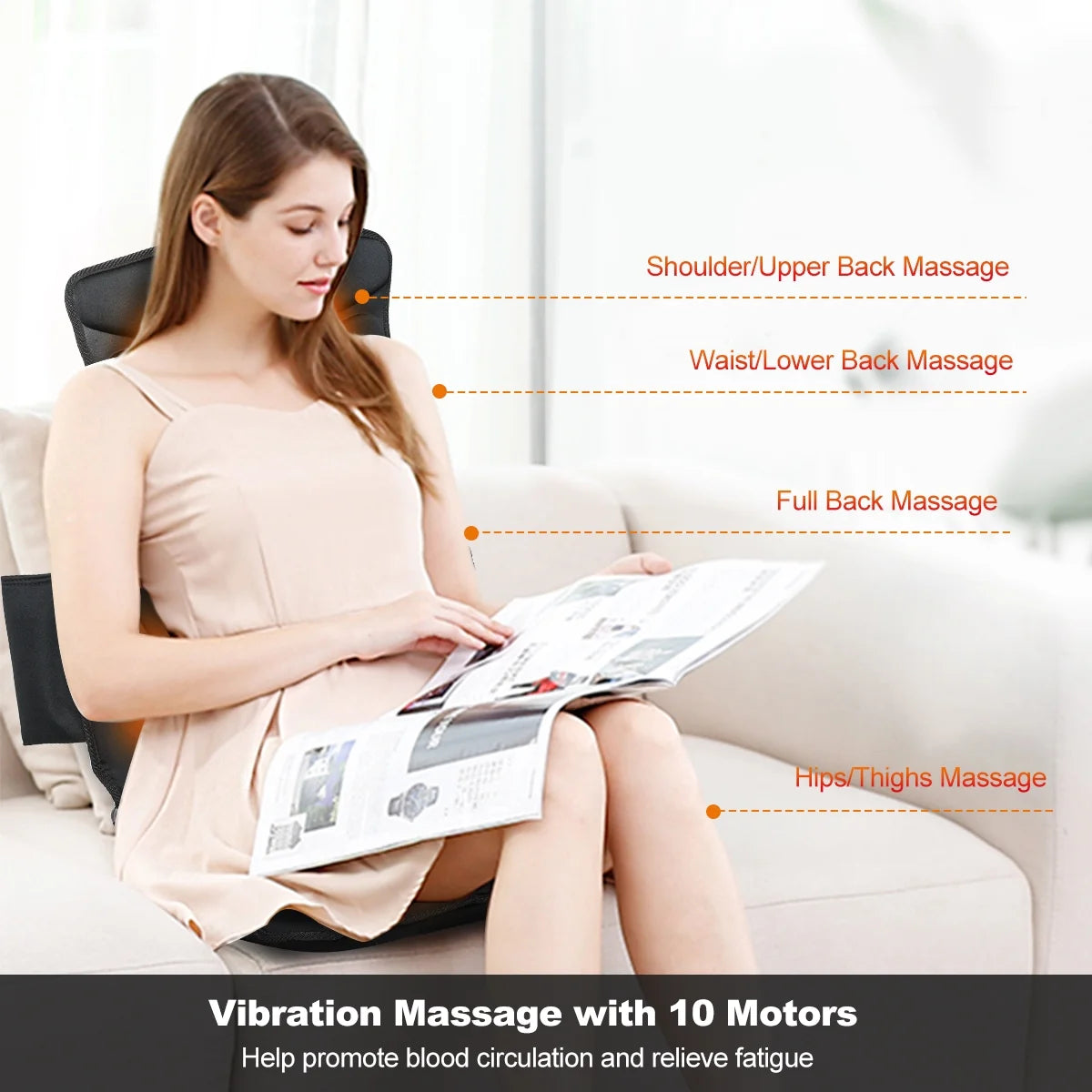 Vibration Massage Seat Cushion Car 10 Vibration Motors Seat Back Massager