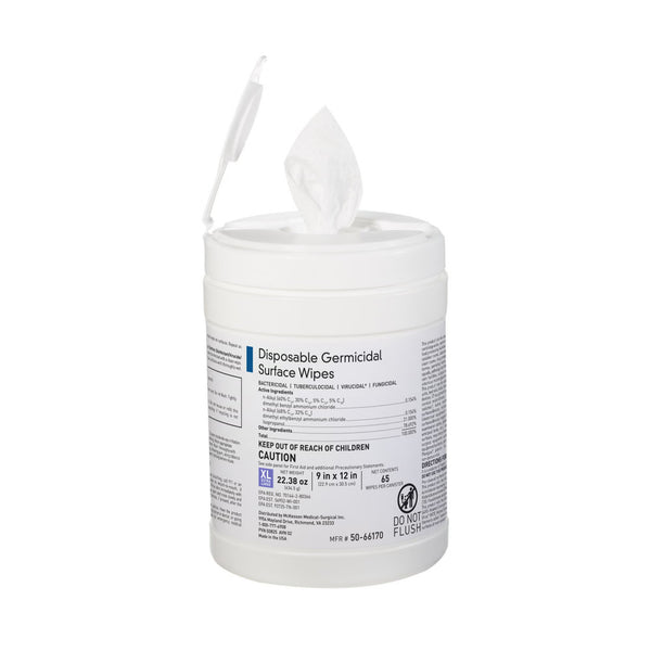 McKesson Surface Disinfectant Premoistened Manual Pull Wipe 65 Count Canister Alcohol Scent NonSterile | 12Box/Case Default Title