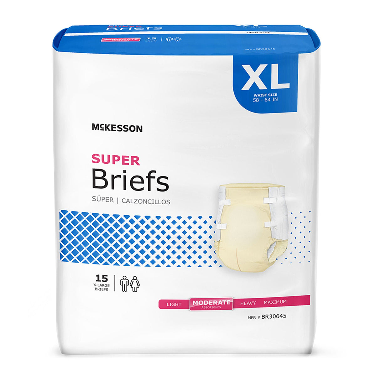 Unisex Adult Incontinence Brief McKesson Large Disposable Moderate Absorbency X-Large · Case of 60