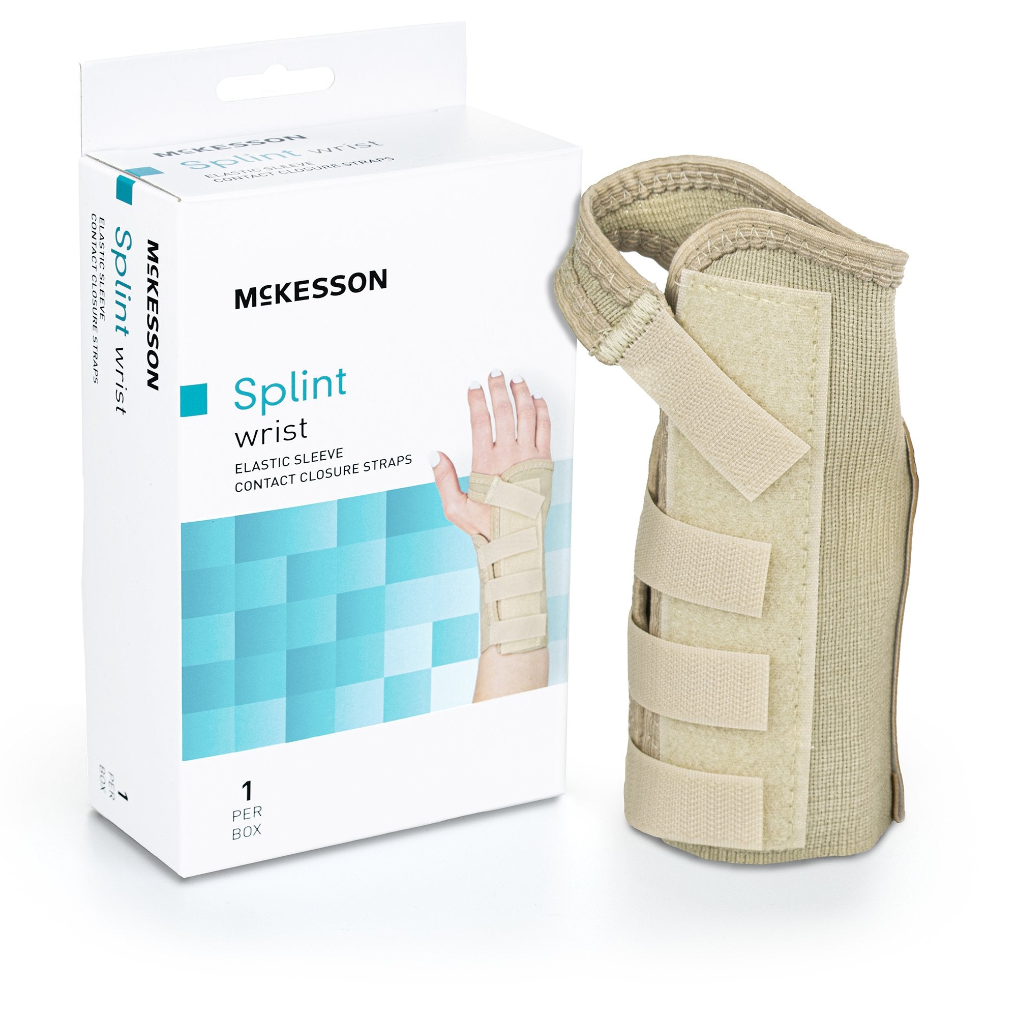 Wrist Brace McKesson Low Profile / Contoured / Wraparound Aluminum / Cotton / Elastic Right Hand Beige X-Small, Packaging Type- Each