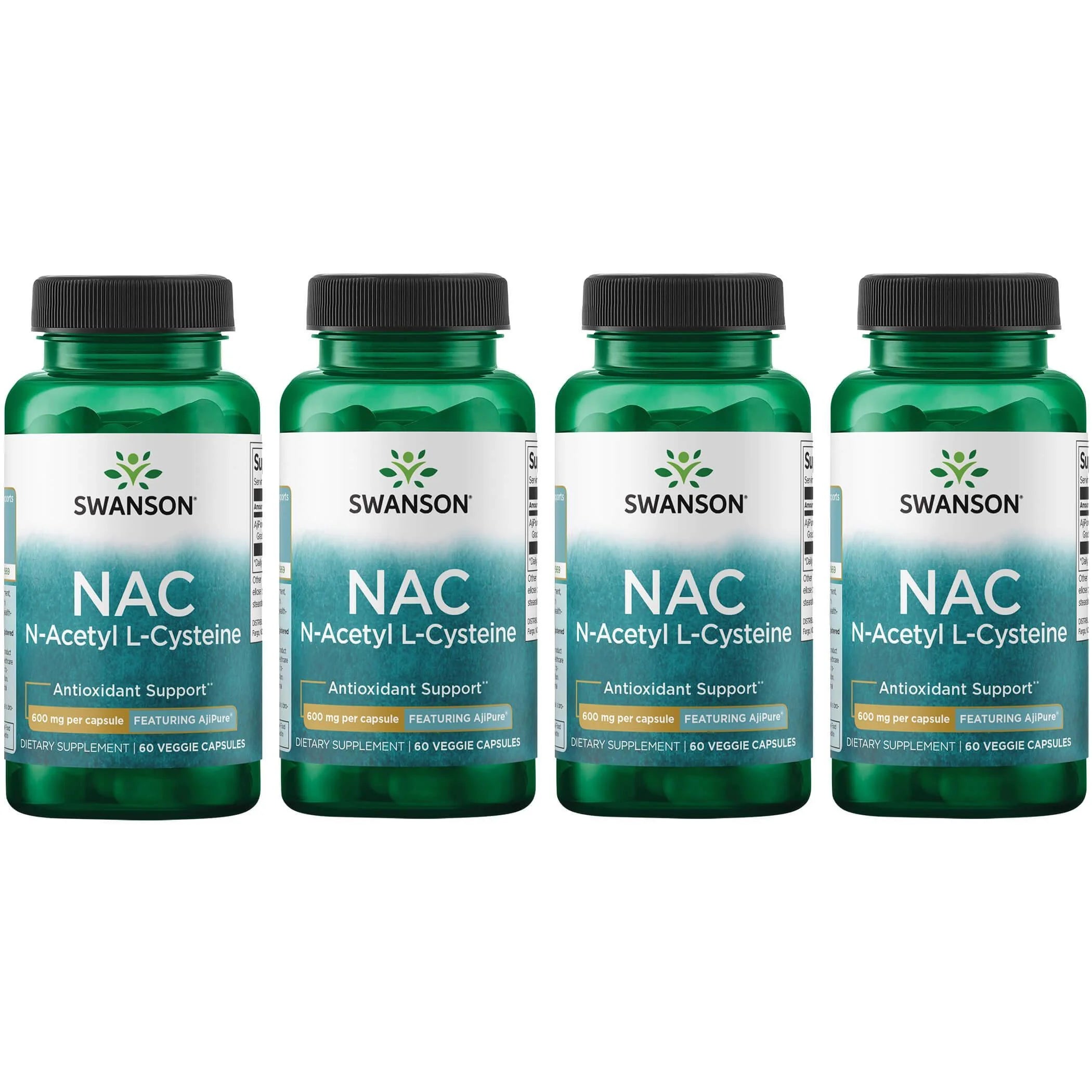 Swanson Nac N-Acetyl L-Cysteine - Featuring  600 Mg 60 Veg Caps 4 Pack