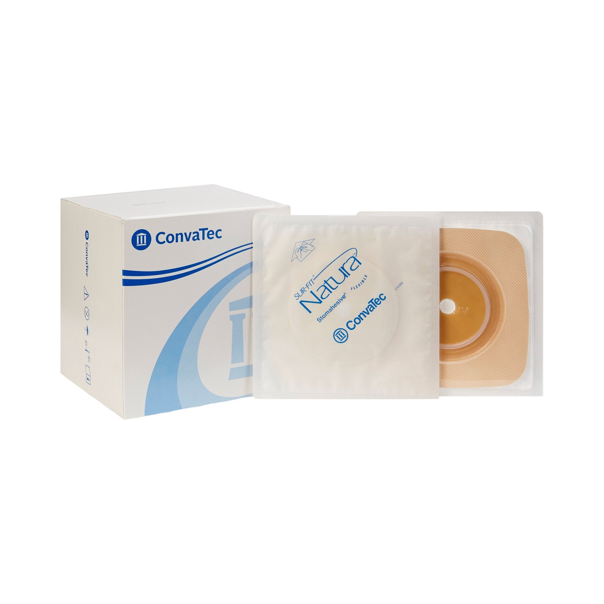 Ostomy Barrier Sur-Fit Natura Trim to Fit, Standard Wear Stomahesive Adhesive 57 mm Flange Sur-Fit Natura System Hydrocolloid 1-3/8 to 1-3/4 Inch Opening 5 X 5 Inch