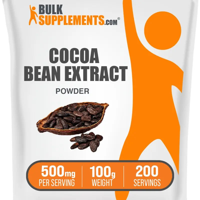 Extracto de cacao en polvo Bulksupplements.Com - Suplementos dietéticos - Comestible - Antioxidantes naturales - 100 g - 1 kg - 500 mg por ración