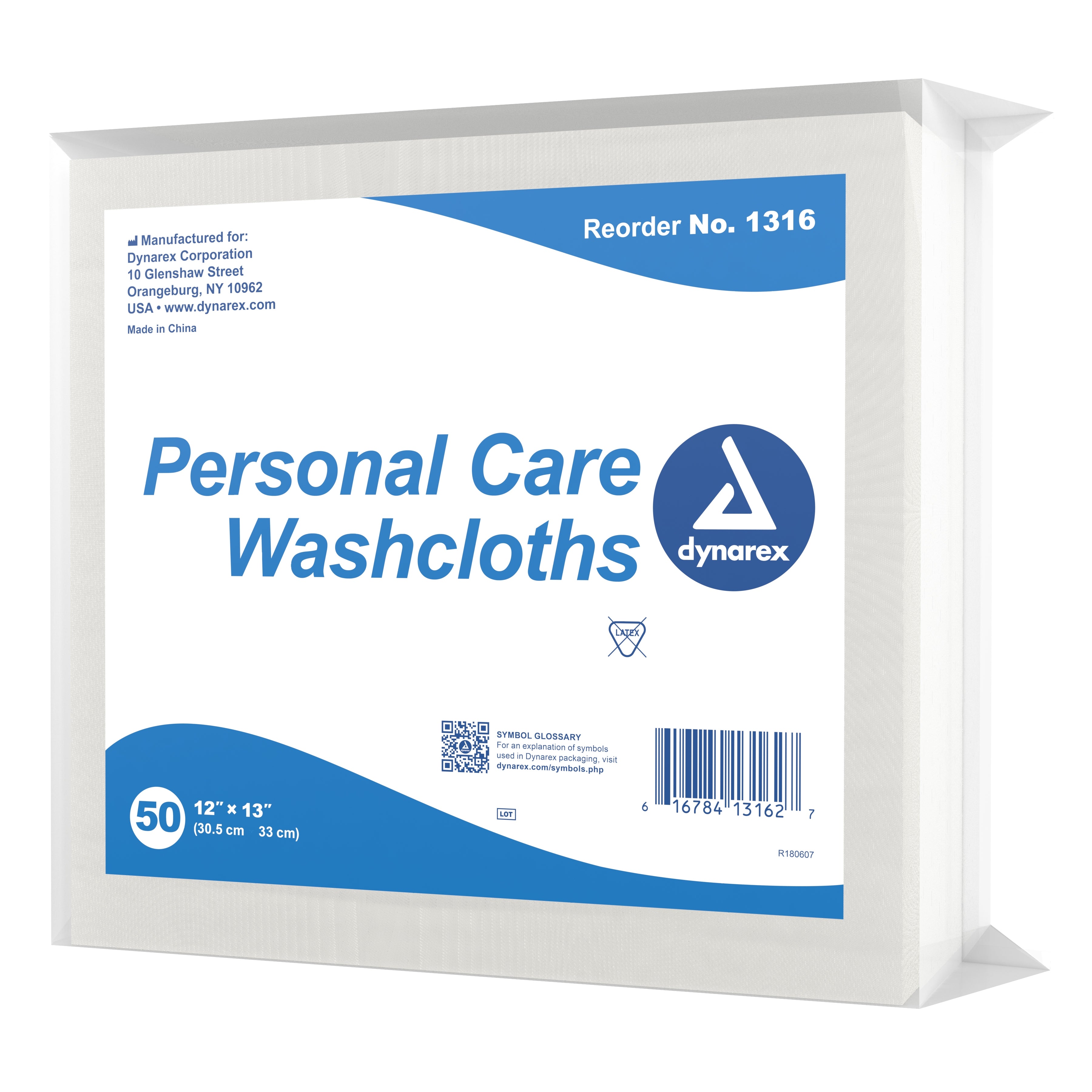 Washcloth Dynarex 12 X 13 Inch White Disposable, Packaging Type- Case